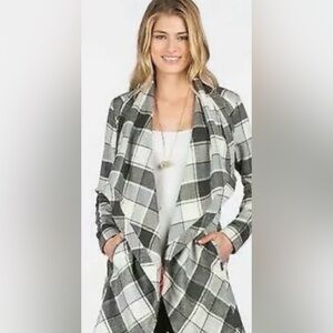 Matilda Jane Check It Twice Plaid Black White  Jacket Womens XS